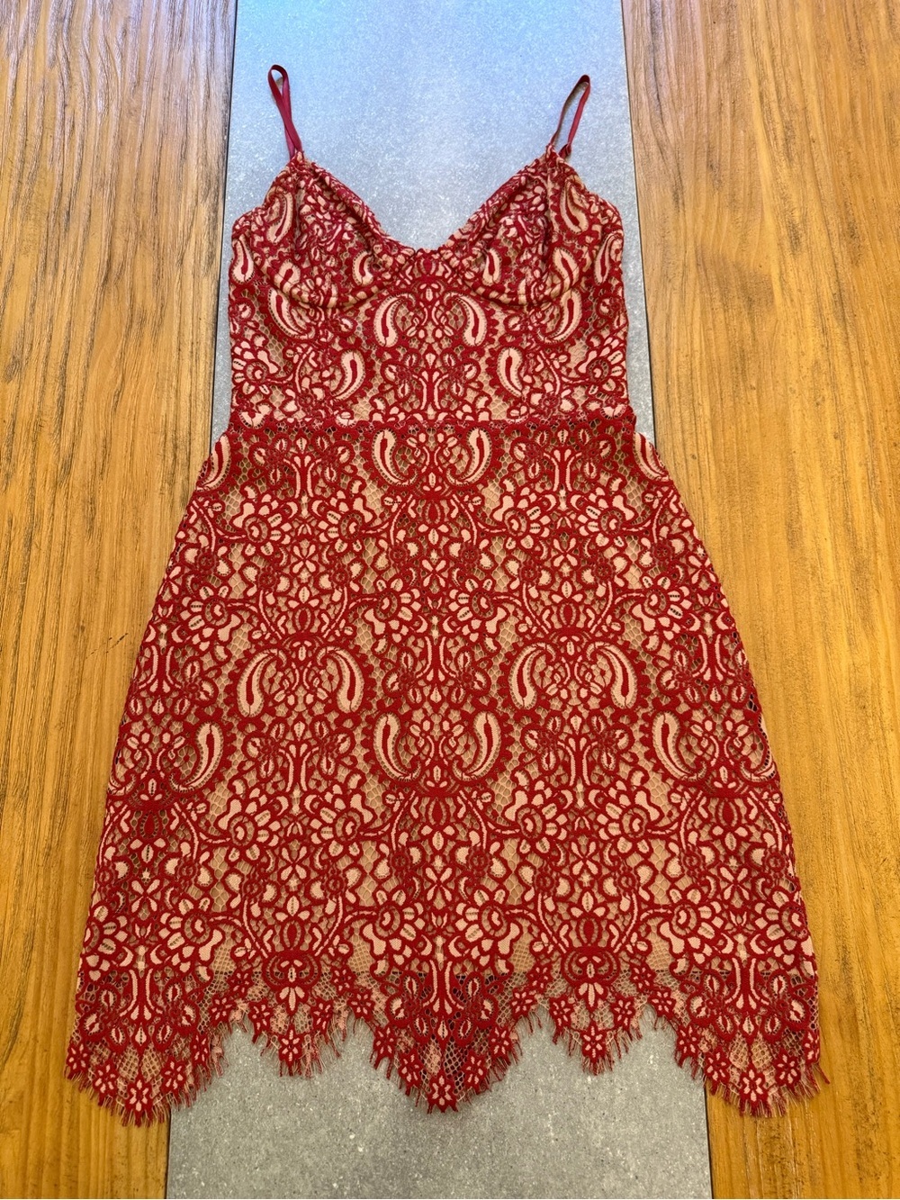 For Love & Lemons Vika Paisley Lace Mini Dress Rust Size Small - Picture 6 of 16